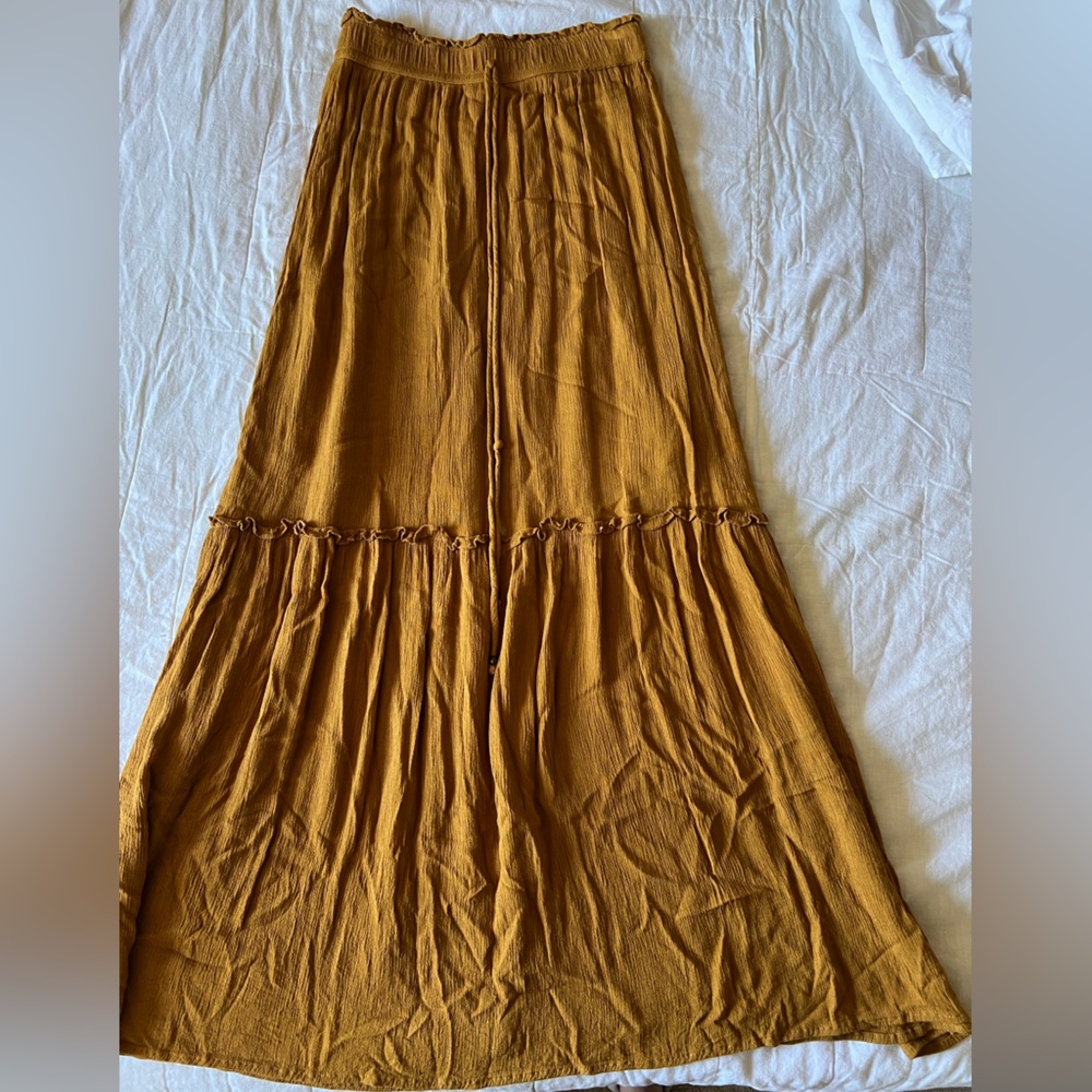 Forever 21 Mustard Tiered Maxi Skirt